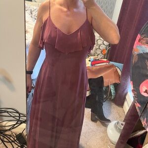Gorgeous mauve chiffon ruffle top maxi dress